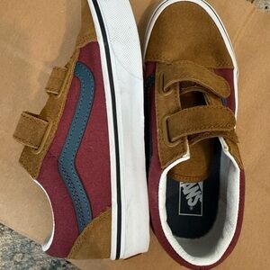Vans Velcro Kids' Brown and Red Sneakers, Never Worn